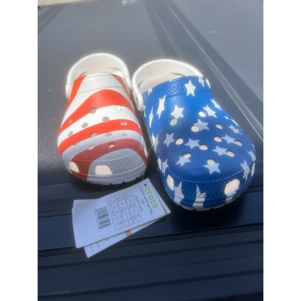 Crocs Classic American Flag Clog Men's Size 6 / Women’s 8 New Independence Day